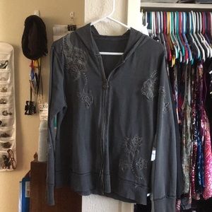 Charcoal gray embroidered hoodie size M